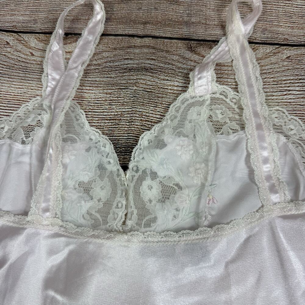 Vintage Lindsey Blake Pink Camisole Large Satin Lace Floral Embroidery Beaded - Picture 9 of 11